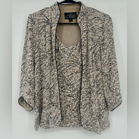 Alex Evenings Printed Mandarin Vine Jacket Size S - Picture 2 of 9